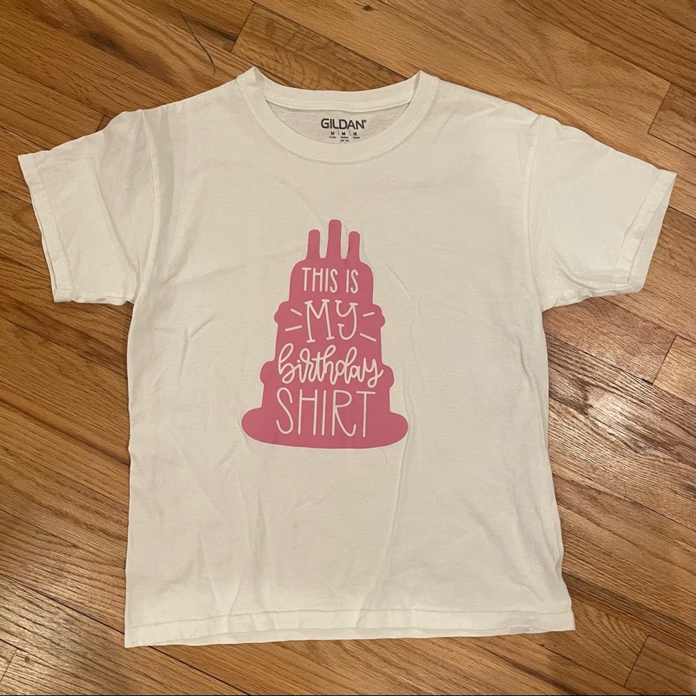 Custom 8 “this is my birthday shirt” t-shirt, Size Youth Medium.
